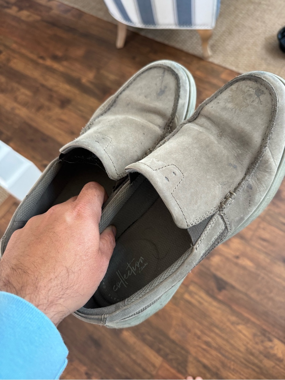 Clarks Men’s Slip-On Loafers in Taupe Suede
